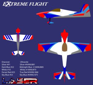 Extreme Flight 74" Laser V2 CNC White/Blue/Red
